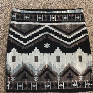 Express Sequin Embellished Black and Silver Skirt